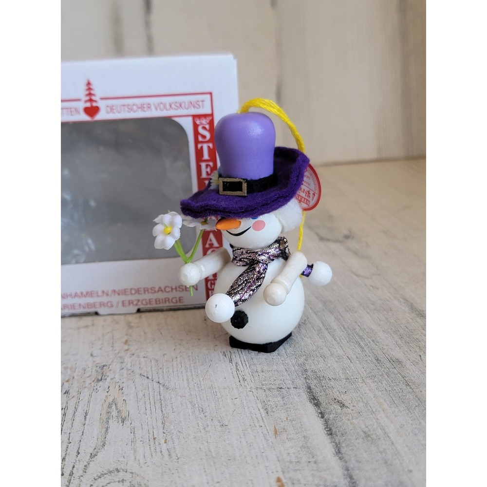 Steinbach snowman flower purple vintage wooden ornament Xmas home